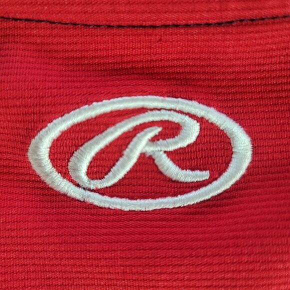 Rawlings Men’s Size Medium Blue Red A's Long Sleeve Jersey 100% Polyester - Picture 9 of 9
